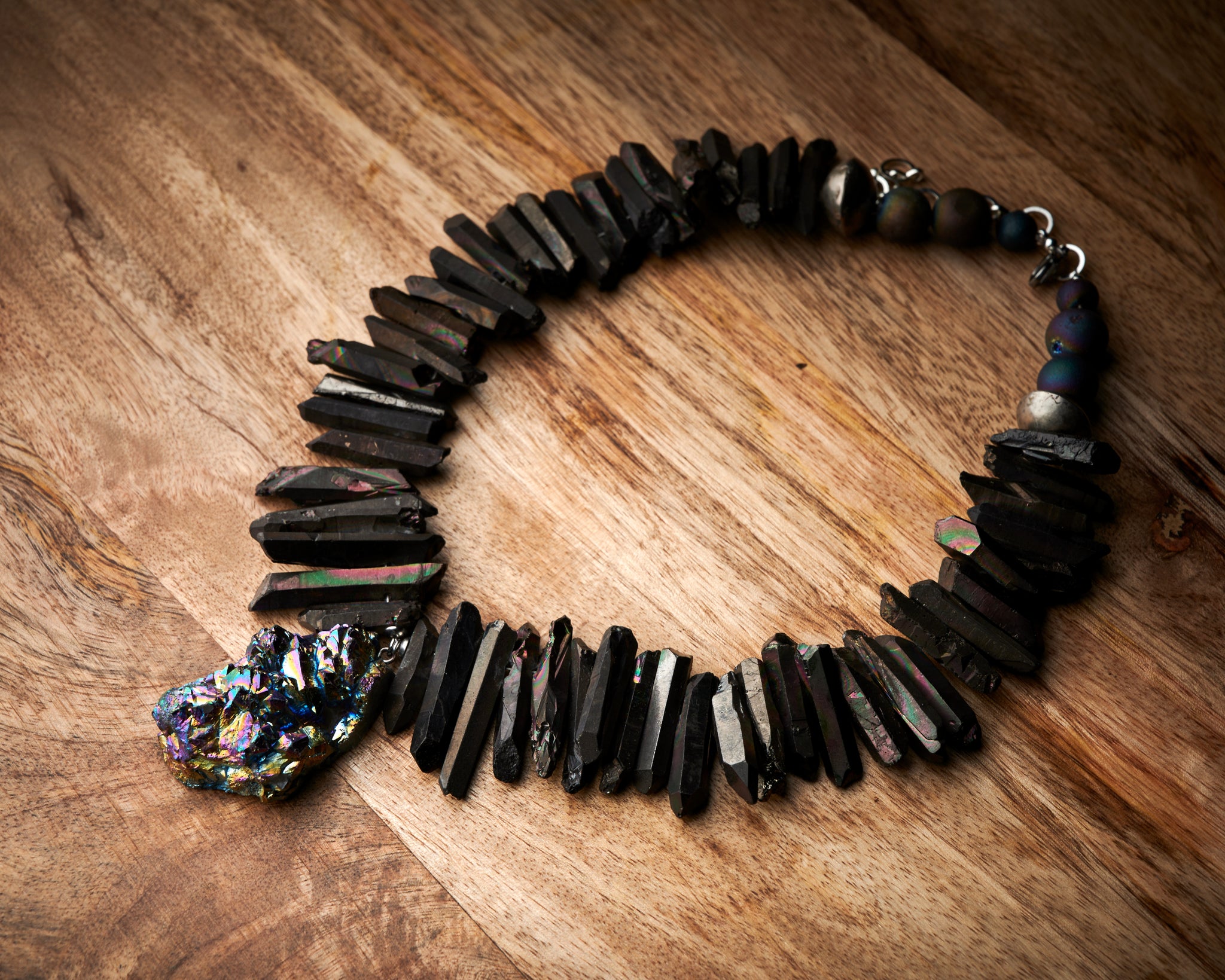 Black Coated Quartz Necklace