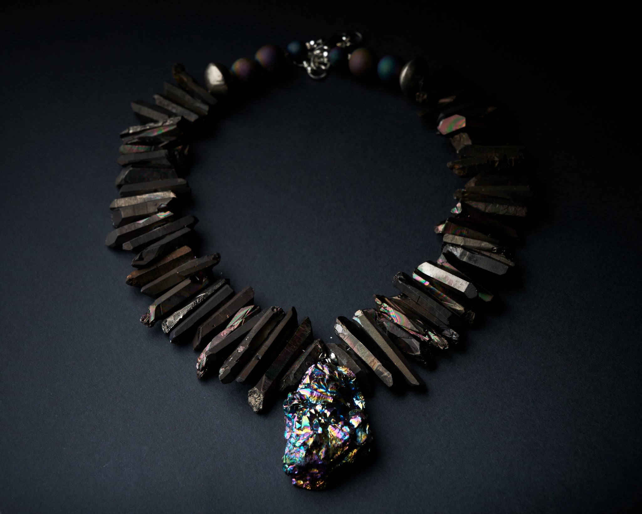 Black Coated Quartz Necklace