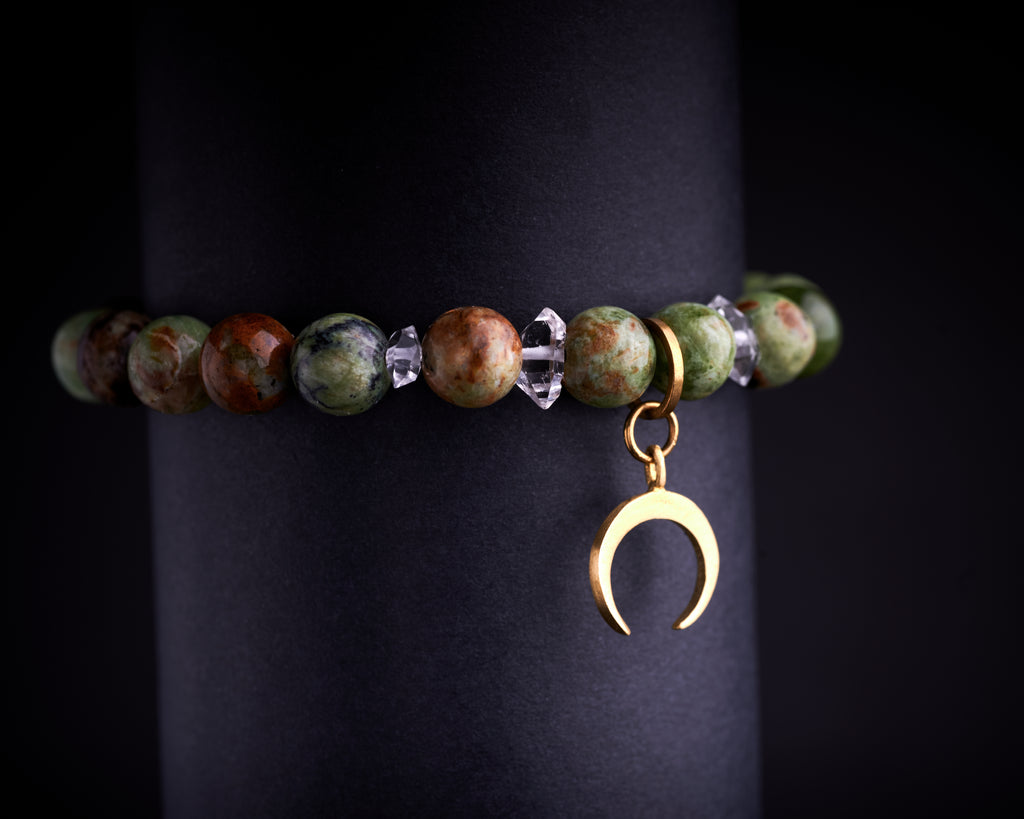 Green Opal Crescent Moon bracelet
