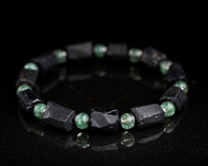 Black Tourmaline Green Phantom Ghost Quartz Bracelet