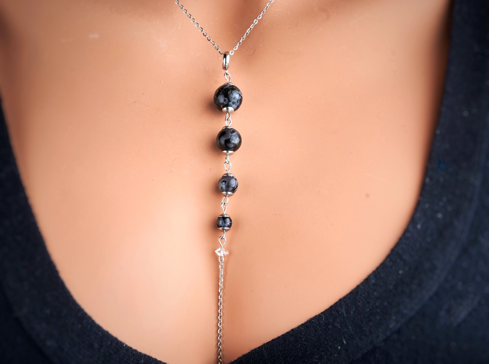 Mystic Merlinite Herkimer Diamond Necklace