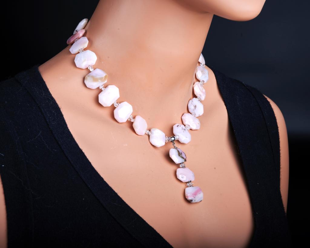 Pink Opal Herkimer Diamonds Necklace