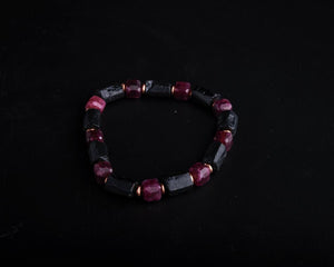 Black Tourmaline Red Garnet Copper Bracelet