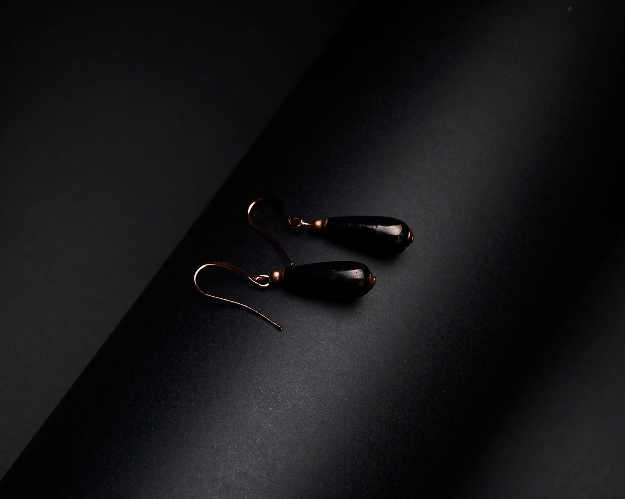 Shungite Teardrop Copper Earrings