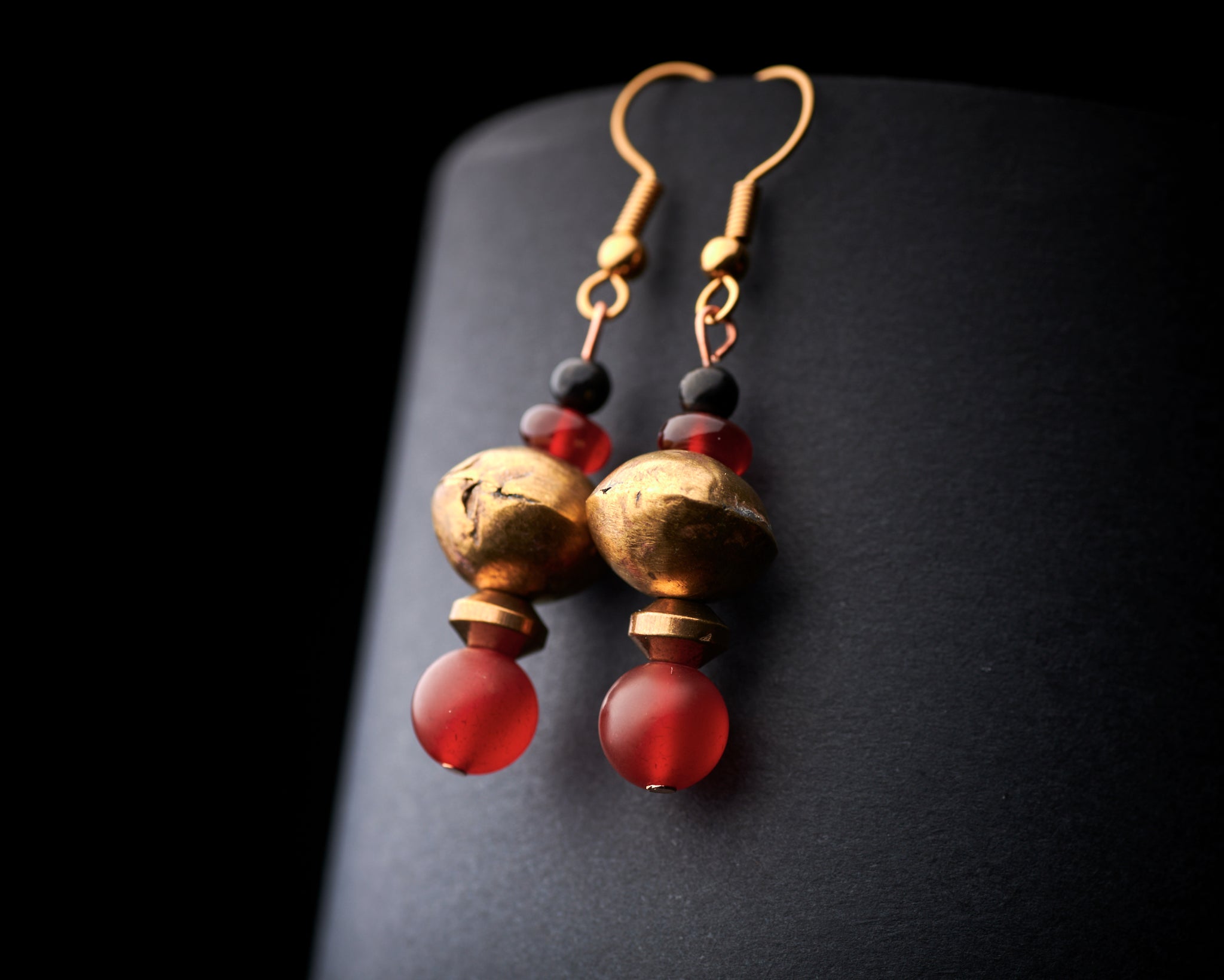 Carnelian Brass Earrings