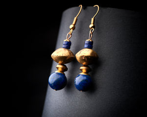 Lapis Lazuli Brass Earrings