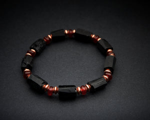 Men's Black Tourmaline Carnelian Bracelet