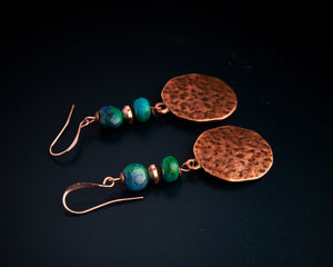 Azurite Malachite Copper Earrings