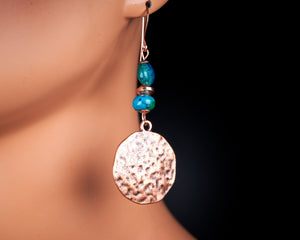 Azurite Malachite Copper Earrings