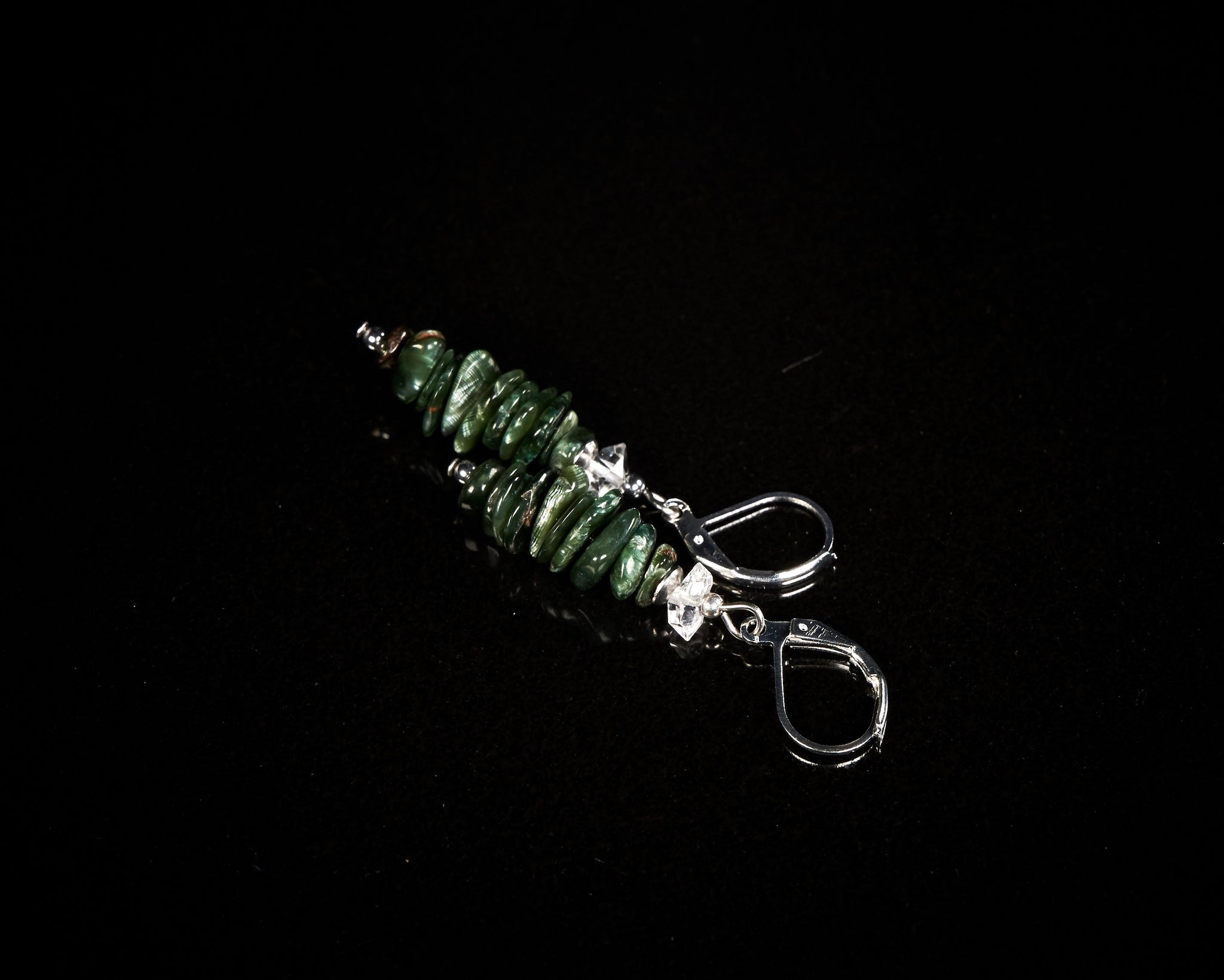 Seraphinite Herkimer Diamond Earrings