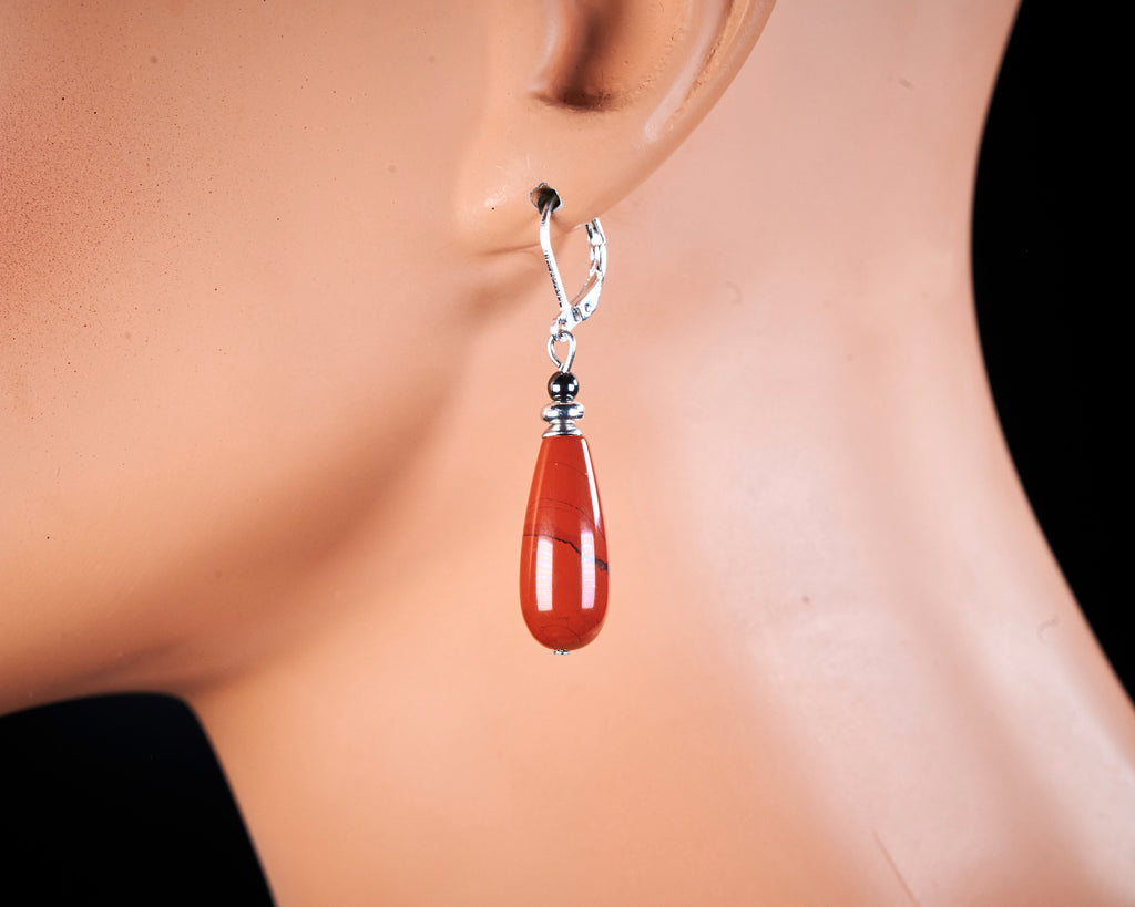 Red Jasper Teardrop Earrings