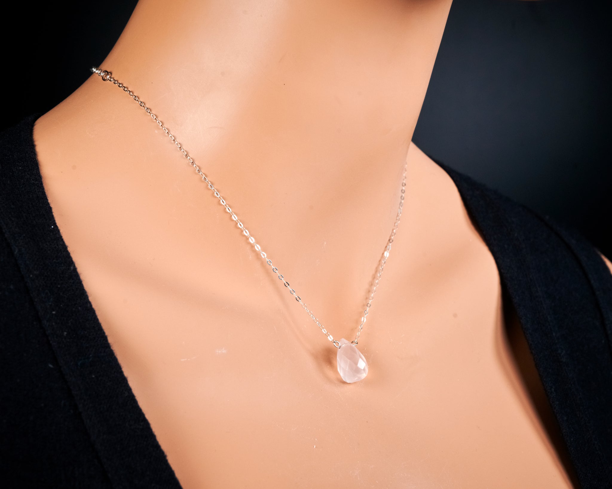 Tiny Rose Quartz teardrop