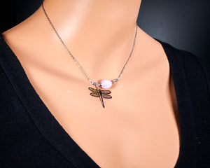 Kunzite Dragonfly Necklace