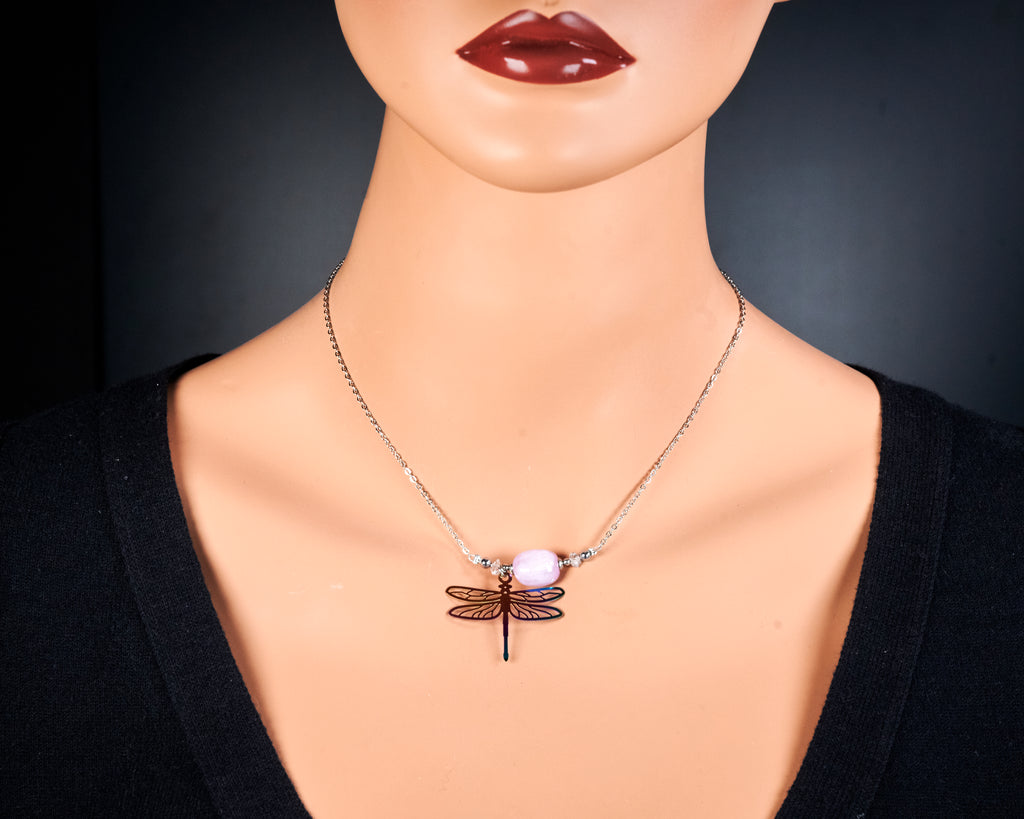 Kunzite Dragonfly Necklace