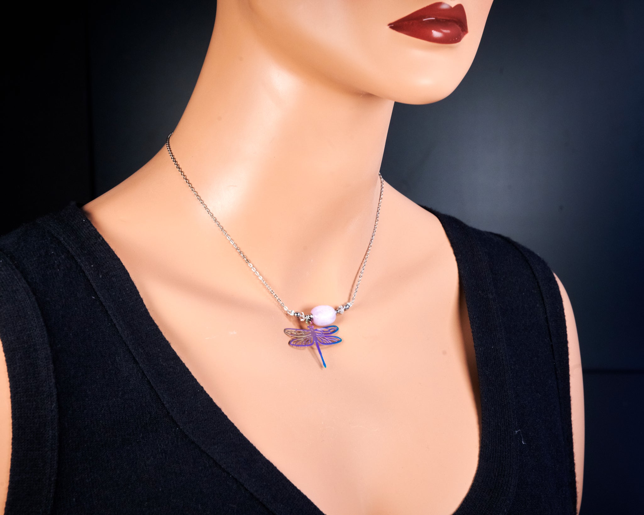 Kunzite Dragonfly Necklace