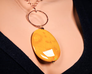 Statement Black Yellow Agate Necklace