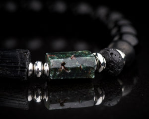 Men's Raw Black Tourmaline Seraphinite bracelet – Nebula Jewels