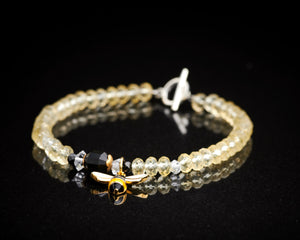 Citrine Herkimer Diamond Bee Bracelet