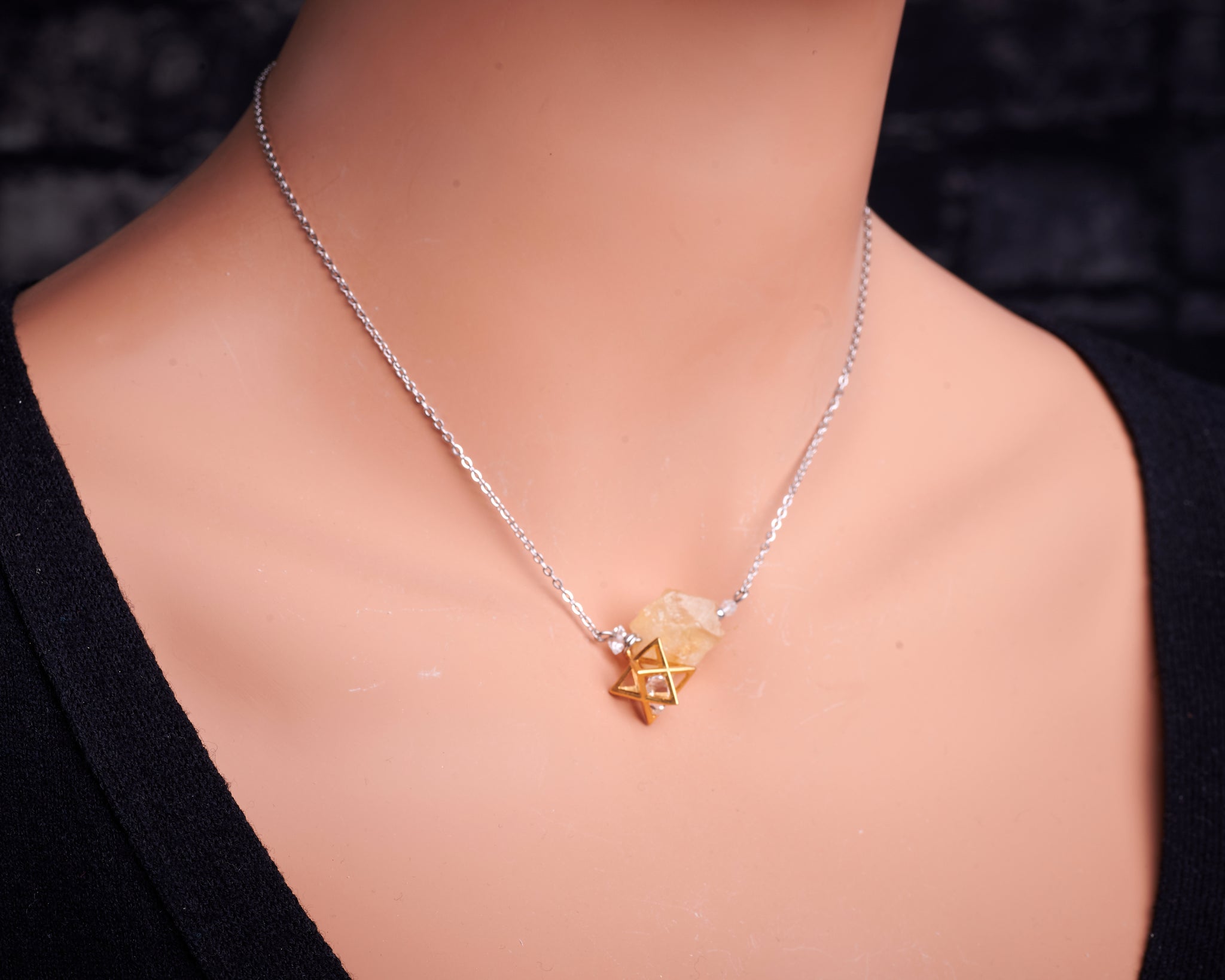 Raw Citrine Merkaba pendant