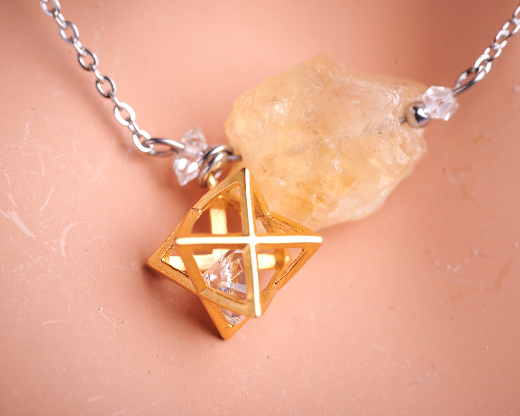 Raw Citrine Merkaba pendant