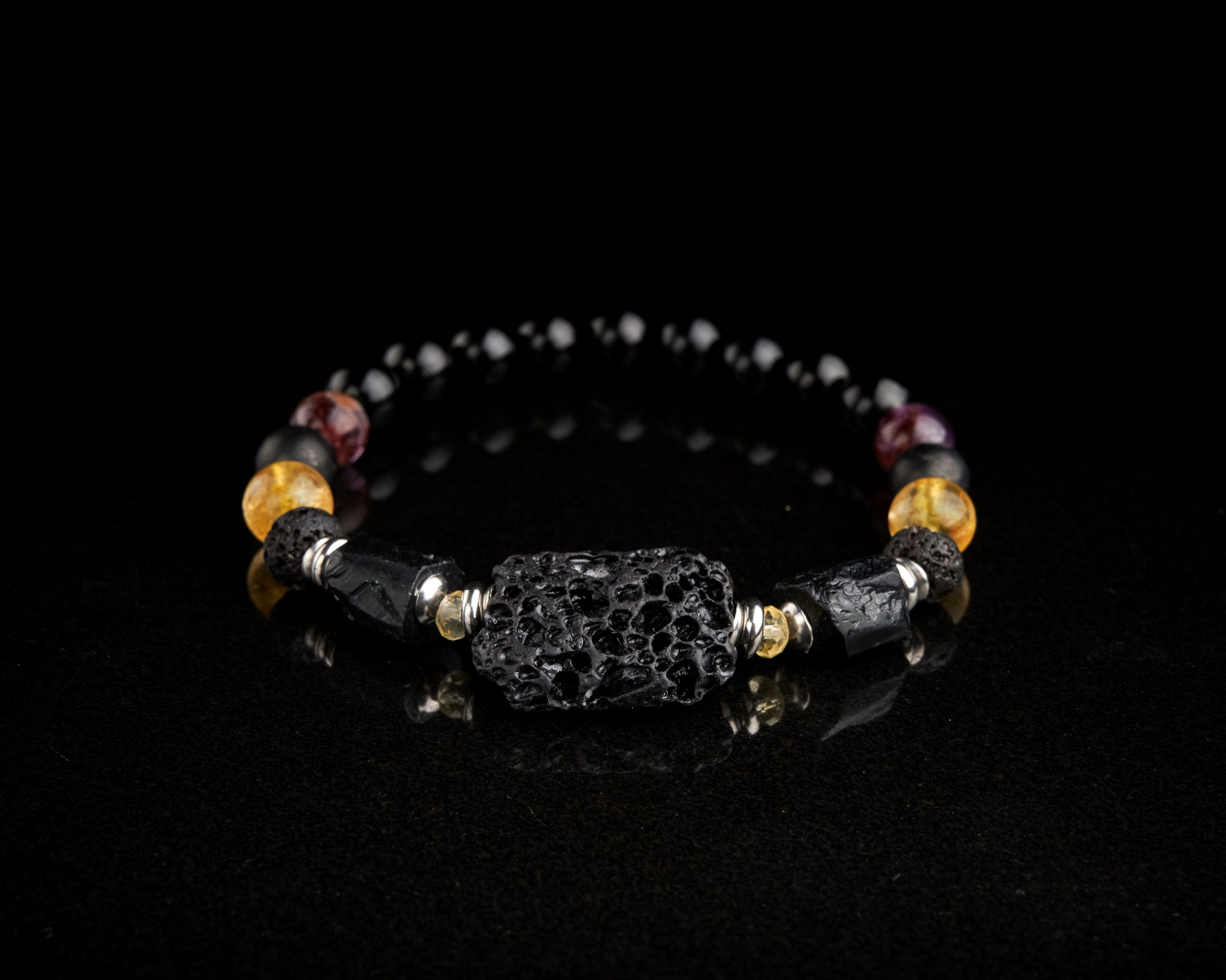 Black Lava Tourmaline Citrine Spiritual Protection Bracelet