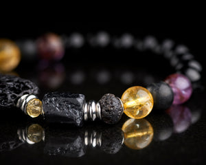 Black Lava Tourmaline Citrine Spiritual Protection Bracelet