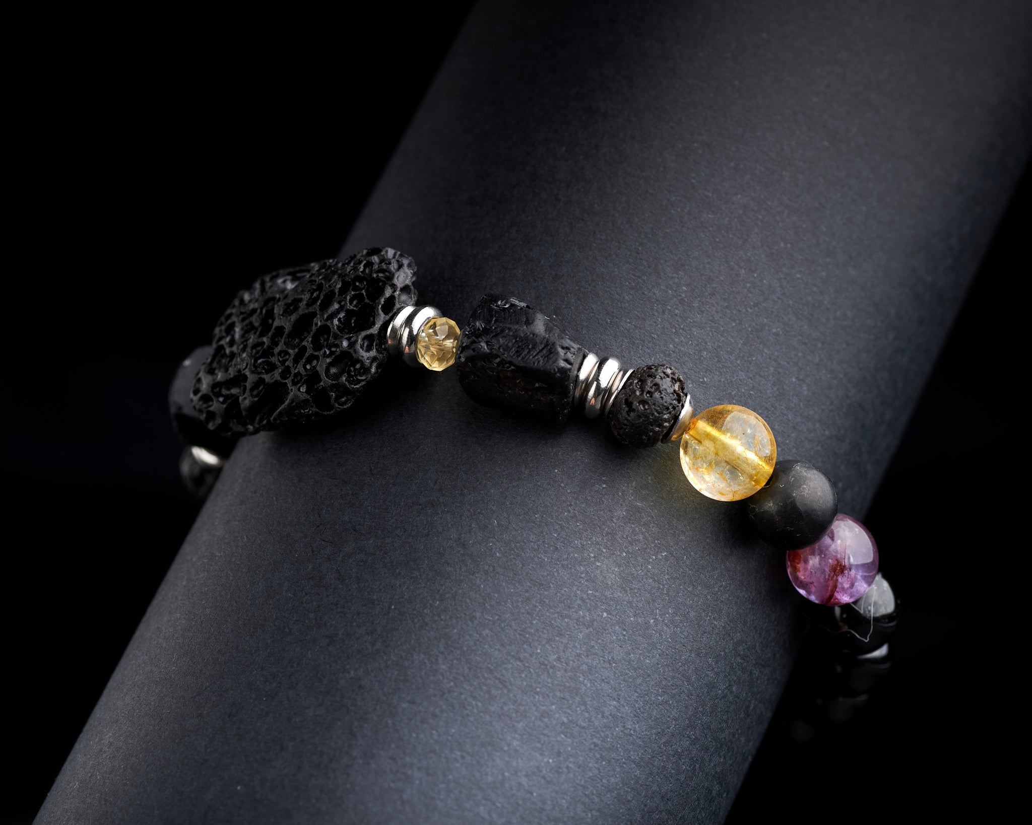 Black Lava Tourmaline Citrine Spiritual Protection Bracelet