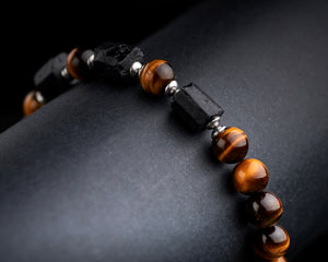 Raw Black Tourmaline Tiger Eye Bracelet