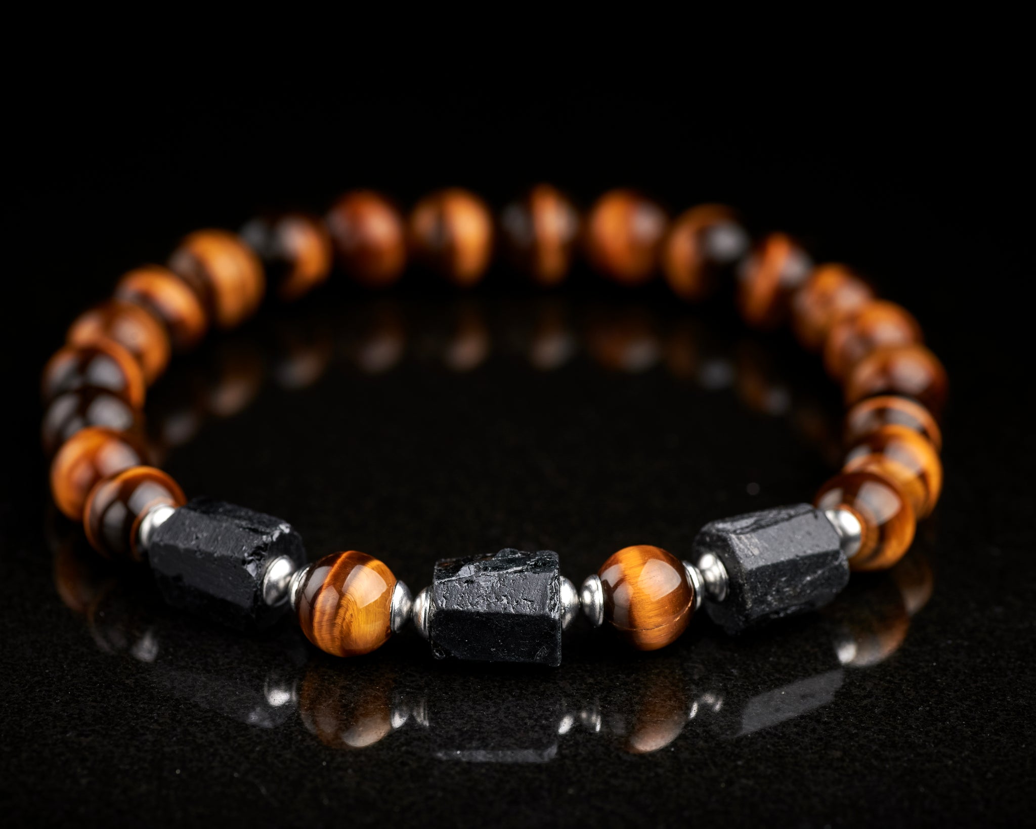 Raw Black Tourmaline Tiger Eye Bracelet