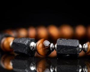 Raw Black Tourmaline Tiger Eye Bracelet