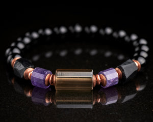 Smokey Quartz Amethyst Black Tourmaline Bracelet