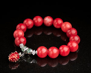 Red Agate Strawberry Charm Statement Bracelet