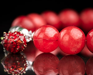 Red Agate Strawberry Charm Statement Bracelet