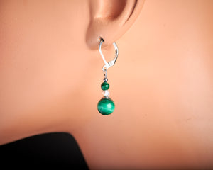 Malachite raw NY Herkimer Diamond Earrings